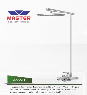 Master Topaz Single Lever Bath Mixer Wall Type & Overhead Rain Shower (Metal) (426B)